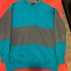 Stylish Teal and Gray Crewneck Sweater